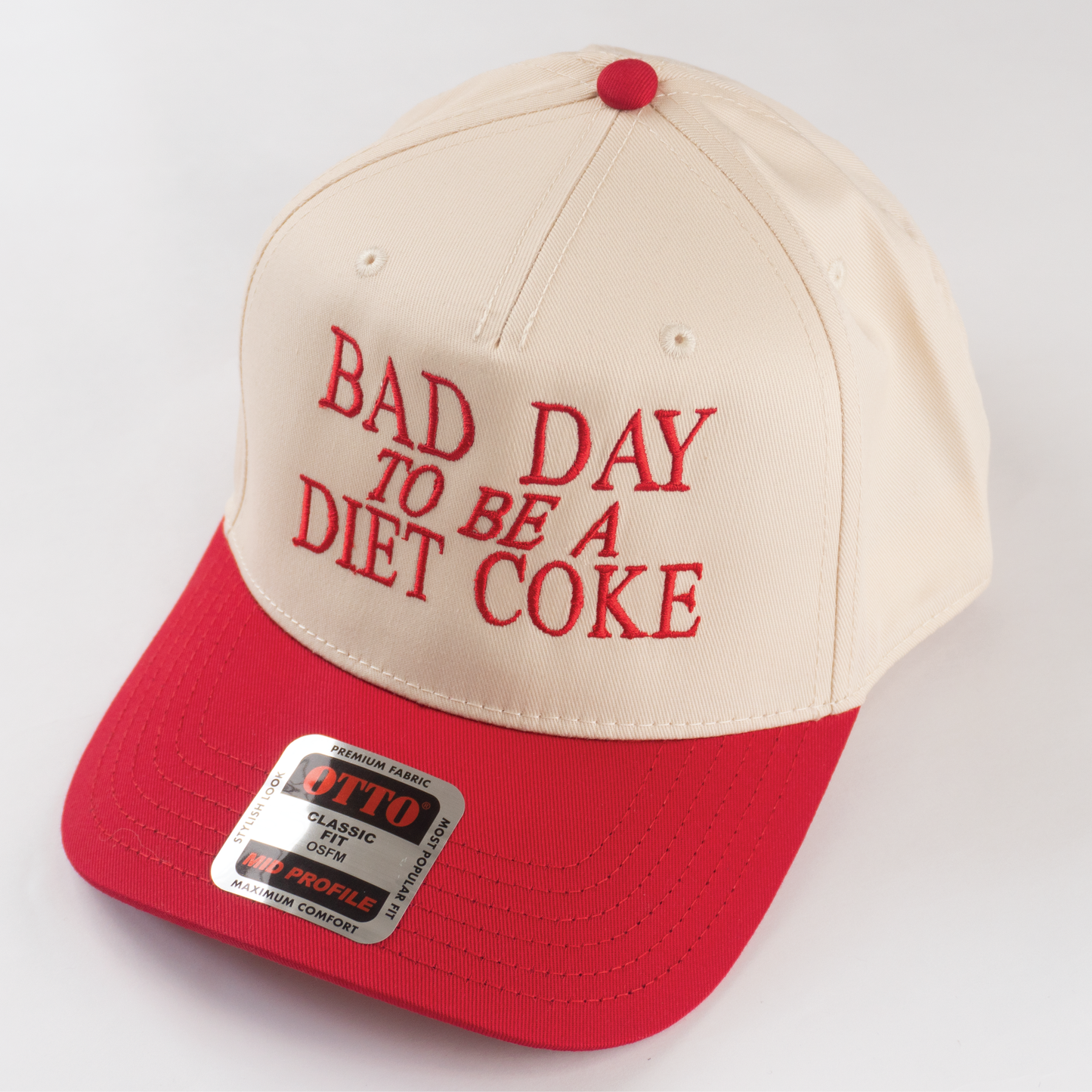 "BAD DAY TO BE A DIETCOKE" 5 Panel Mid Profile Baseball Cap.