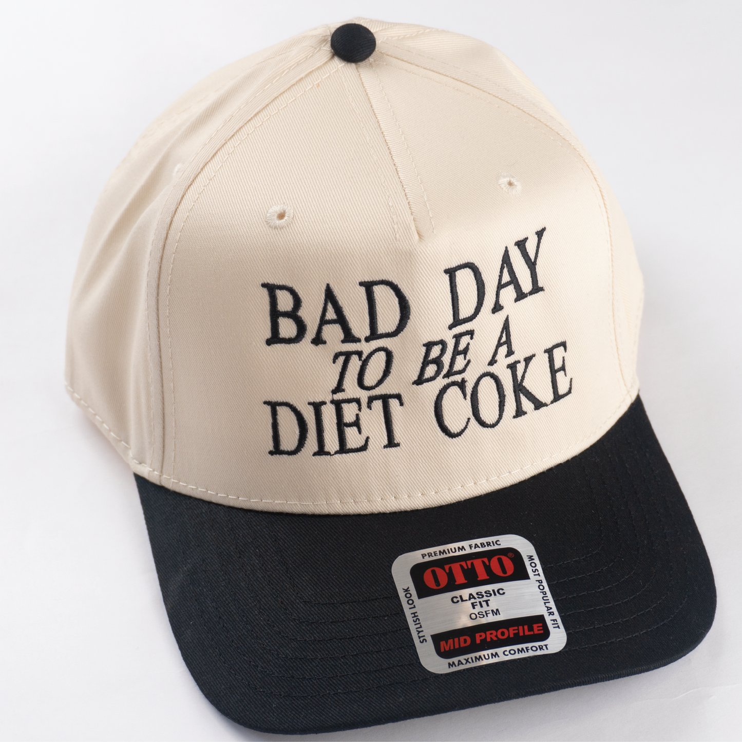 "BAD DAY TO BE A DIETCOKE" 5 Panel Mid Profile Baseball Cap.