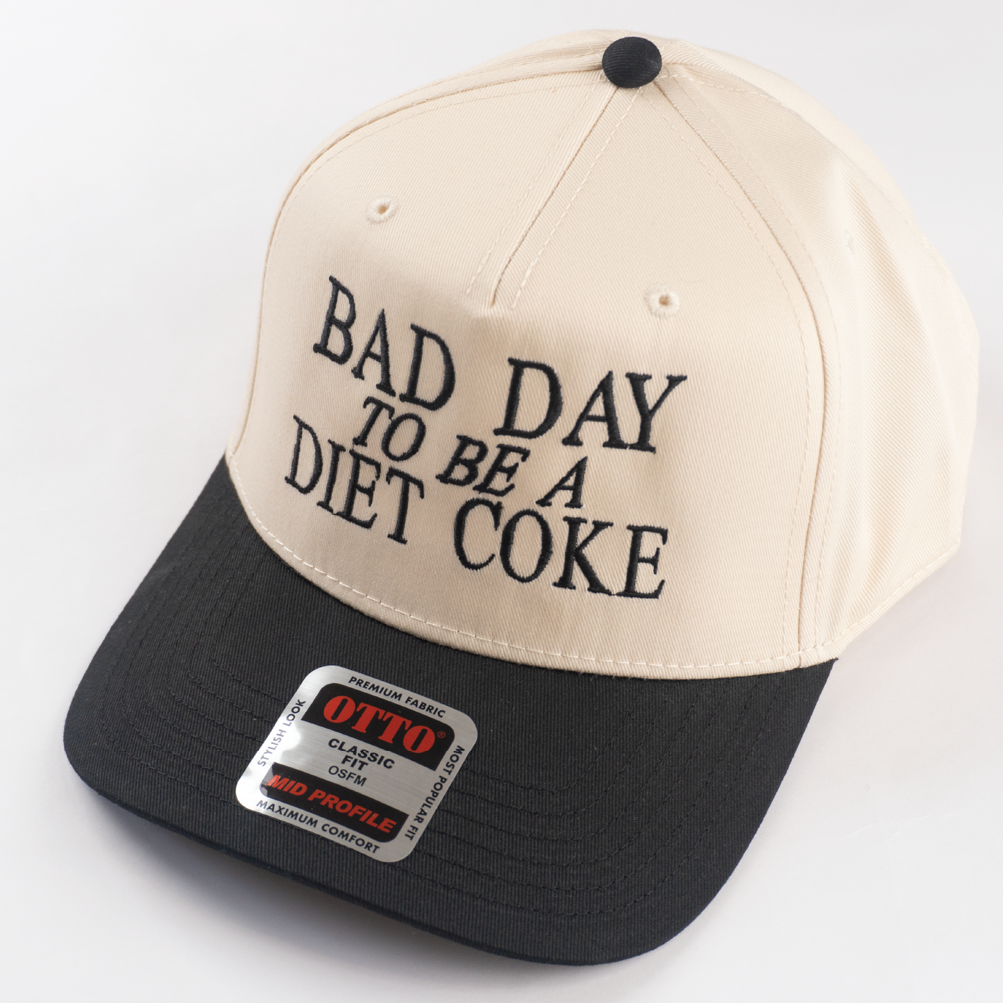 "BAD DAY TO BE A DIETCOKE" 5 Panel Mid Profile Baseball Cap.
