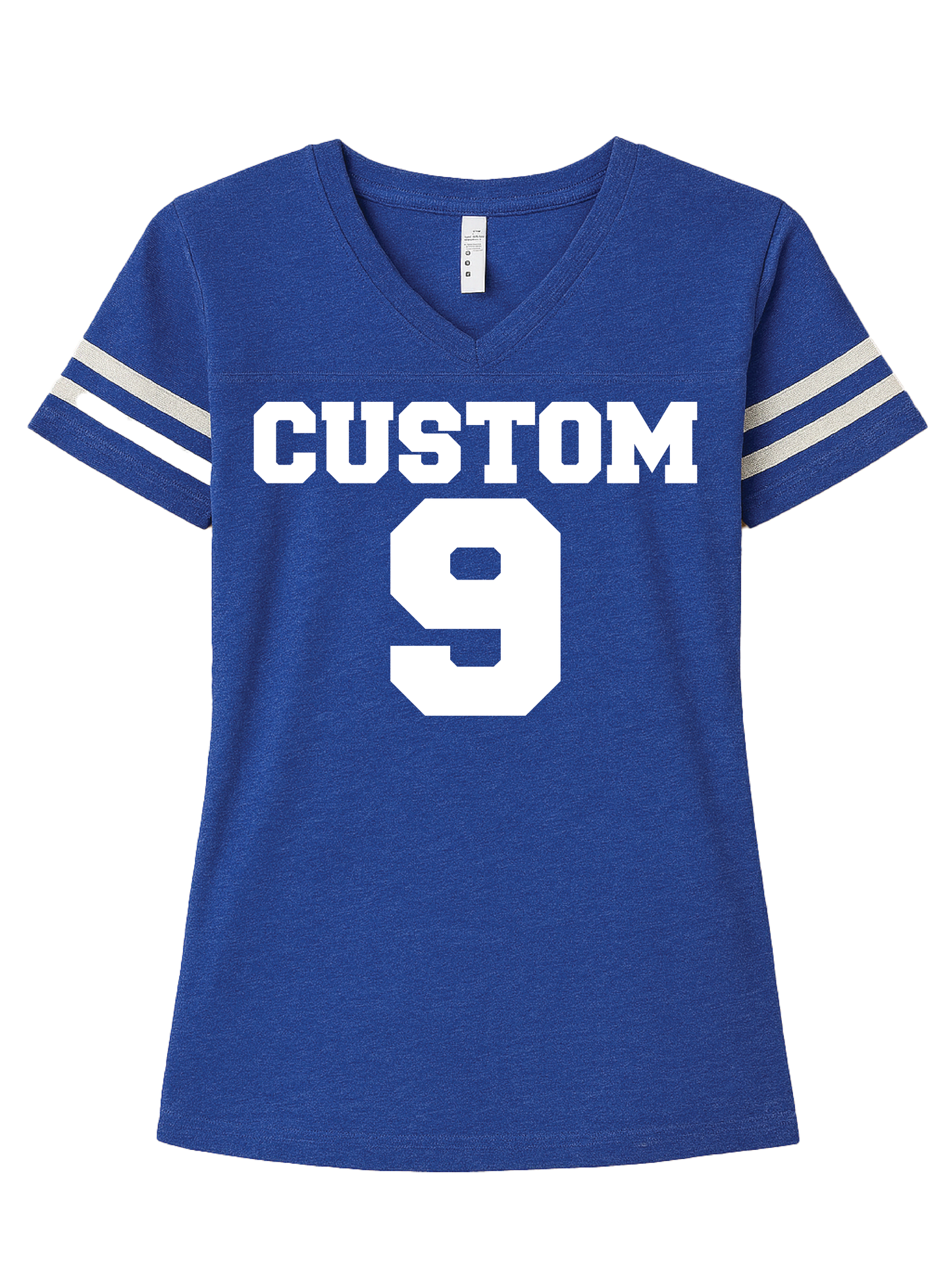 Custom Women's Football V-Neck Fine Jersey Tee