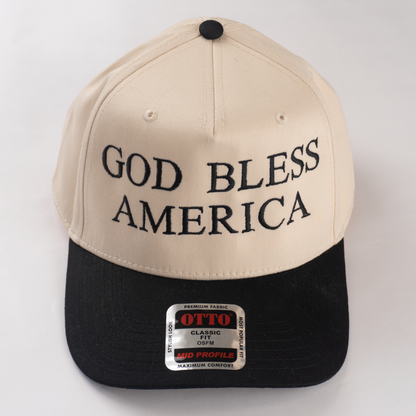"GOD BLESS AMERICA" 5 Panel Mid Profile Baseball Cap.