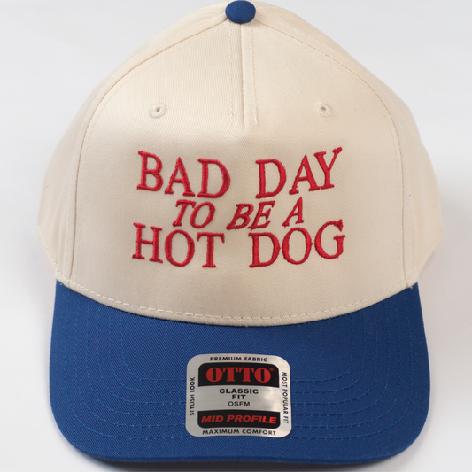 "BAD DAY TO BE A HOT DOG" 5 Panel Mid Profile Baseball Cap