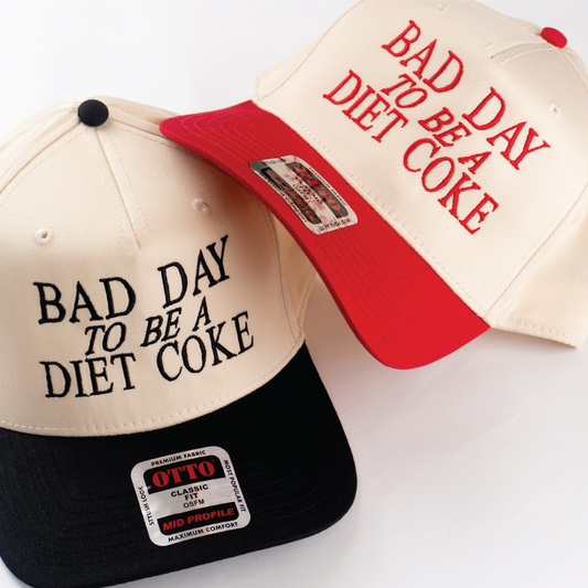 "BAD DAY TO BE A DIETCOKE" 5 Panel Mid Profile Baseball Cap.