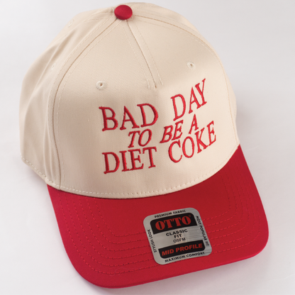 "BAD DAY TO BE A DIETCOKE" 5 Panel Mid Profile Baseball Cap.